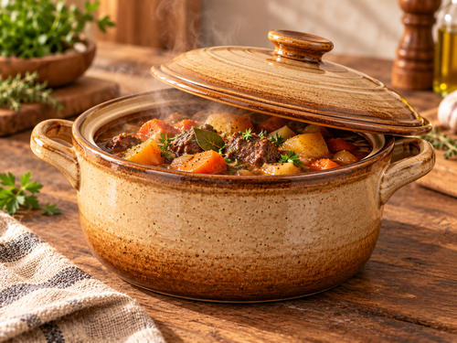 ALLEEIY® TerraLock Pro Ceramic Casserole – High-Heat Earthen Pot with Flavor-Seal Lid for Slow Stews, Soups & Everyday Cooking 🍲