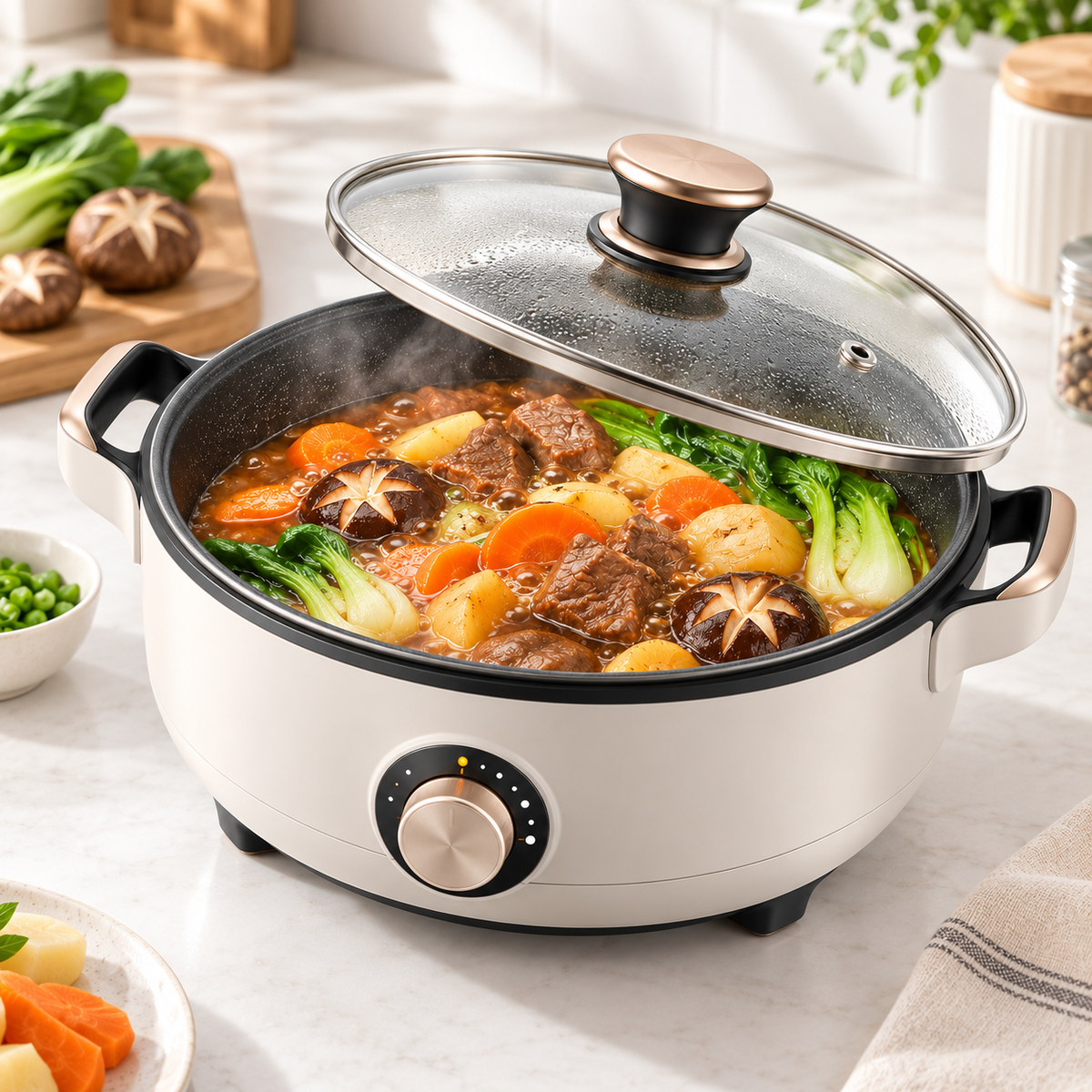 ALLEEIY® HeatNest Pro Multi-Function Electric Hot Pot – Smart Constant Temperature Control, Adjustable Power, Non-Stick One-Pot Cooker for Frying, Stir-Frying, Boiling & Stewing 🍲