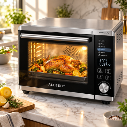 ALLEEIY® AeroSteam Pro Smart Multi-Function Oven – 360° Hot Air Circulation, Precision Temperature Control, Steam Baking, Easy-Clean Interior & All-in-One Home Cooking 🍳