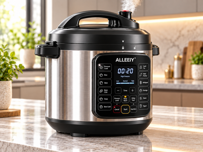 ALLEEIY® TurboPress Elite Smart Pressure Cooker – One-Touch Steam Release, Adjustable Pressure Control, Non-Stick Inner Pot, Anti-Scald Safety & Fast Multi-Function Cooking for Frying, Stewing and Everyday Meals 🍲