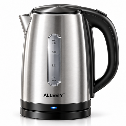 ALLEEIY® ThermoBoil Pro 1.8L Smart Stainless Steel Kettle – Rapid Boil, Auto Shut-Off, Dry-Boil Protection, Heat-Retention & Cool-Touch Safety Design 🥛
