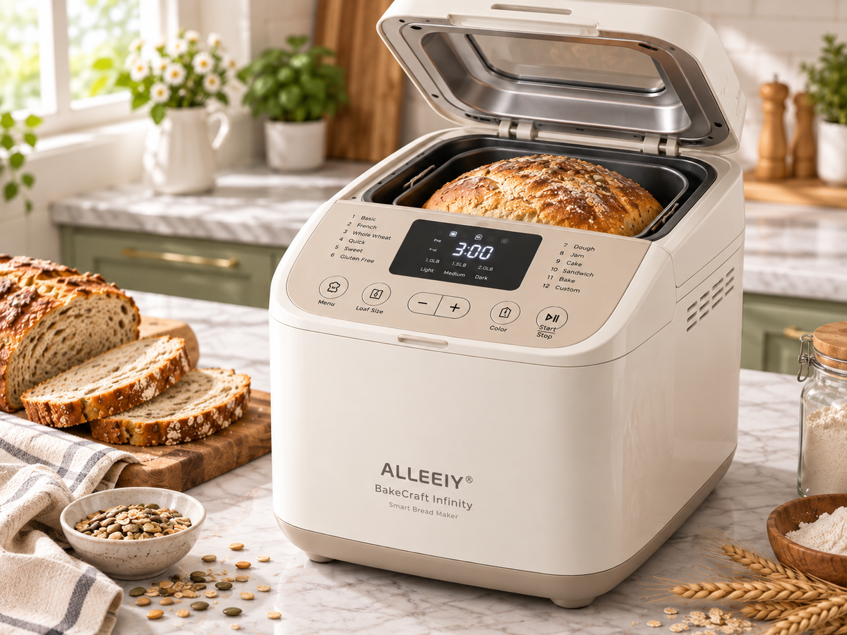 🍞 ALLEEIY® BakeCraft Infinity Smart Bread Maker – Automatic Knead, Ferment & Bake System, Precision Temperature Control, Quiet Energy-Saving Design & Easy-Clean Multi-Function Maker for Bread, Cake, Yogurt and Jam ✨