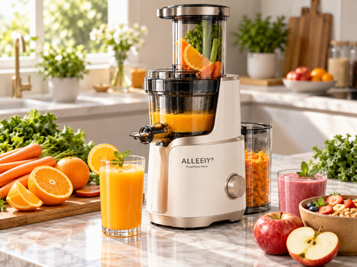 🥤 ALLEEIY® PurePress Nova Slow Masticating Juicer – Quiet Low-Speed Extraction, Automatic Pulp Separation, Smooth Residue-Reduced Juicing & Multi-Function Fruit and Vegetable Drink Maker 🍃✨