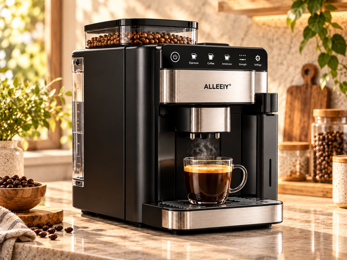 ALLEEIY® BrewMaster One Smart Coffee Maker – One-Touch Fresh Brewing, Adjustable Strength, Removable Brew Head, Quiet Energy-Saving Operation & Easy-Clean Design for Home and Office ☕