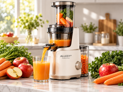 🥤 ALLEEIY® PurePress Nova Slow Masticating Juicer – Quiet Low-Speed Extraction, Automatic Pulp Separation, Smooth Residue-Reduced Juicing & Multi-Function Fruit and Vegetable Drink Maker 🍃✨