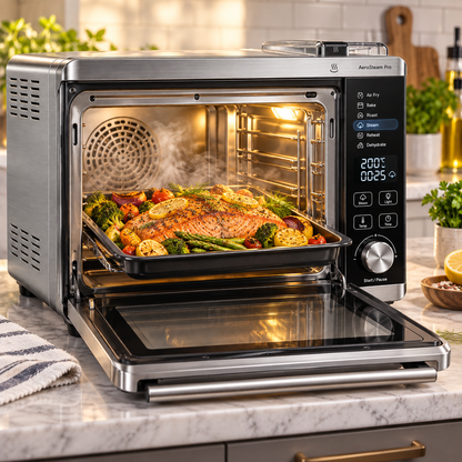 ALLEEIY® AeroSteam Pro Smart Multi-Function Oven – 360° Hot Air Circulation, Precision Temperature Control, Steam Baking, Easy-Clean Interior & All-in-One Home Cooking 🍳