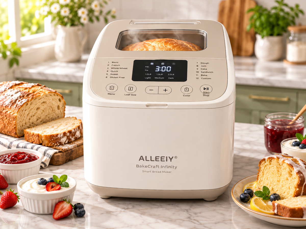 🍞 ALLEEIY® BakeCraft Infinity Smart Bread Maker – Automatic Knead, Ferment & Bake System, Precision Temperature Control, Quiet Energy-Saving Design & Easy-Clean Multi-Function Maker for Bread, Cake, Yogurt and Jam ✨
